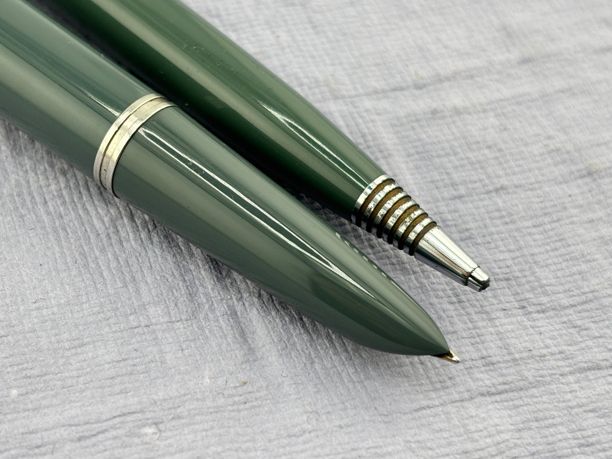 Parker 51 Set Grey Steel Cap Aerometric - Fountain Pen and pencil