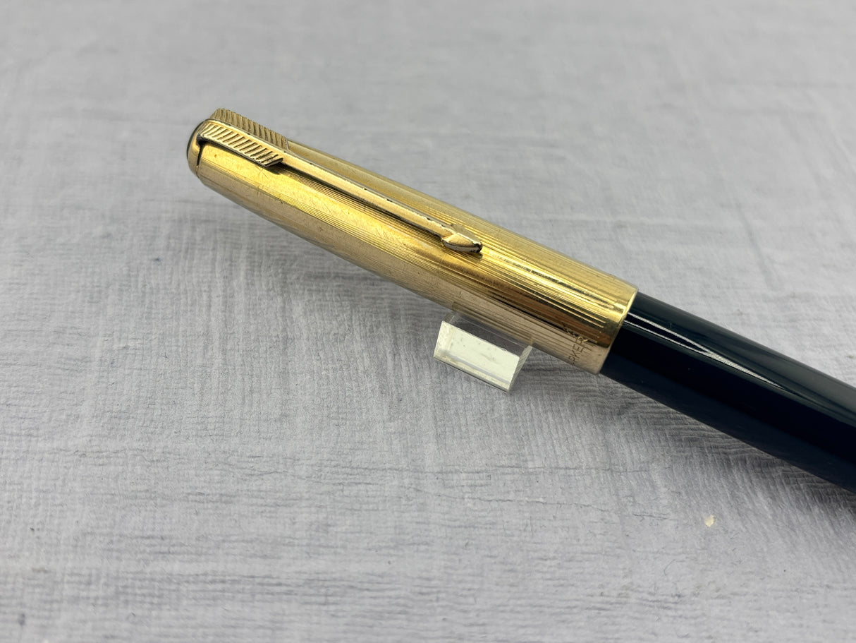 Parker 51 Navy Blue Gold Cap Fountain Pen