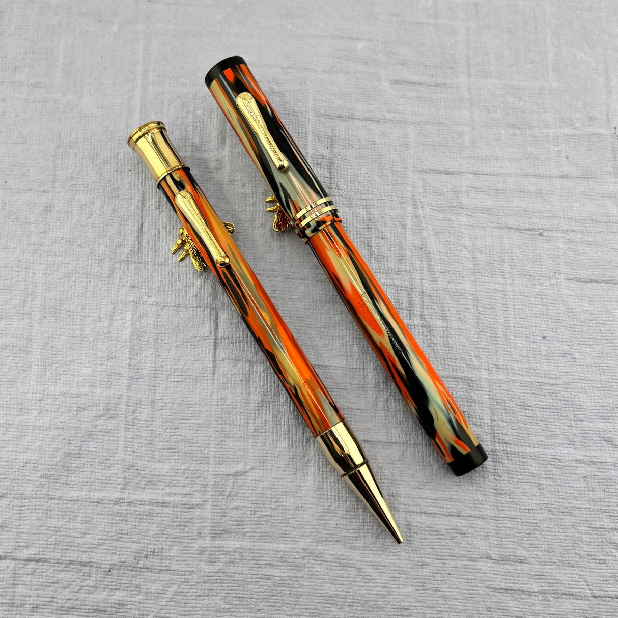 Conklin Black & Orange SET "Halloween" - Flexible Conklin Toledo nib - Fountain Pen and Pencil