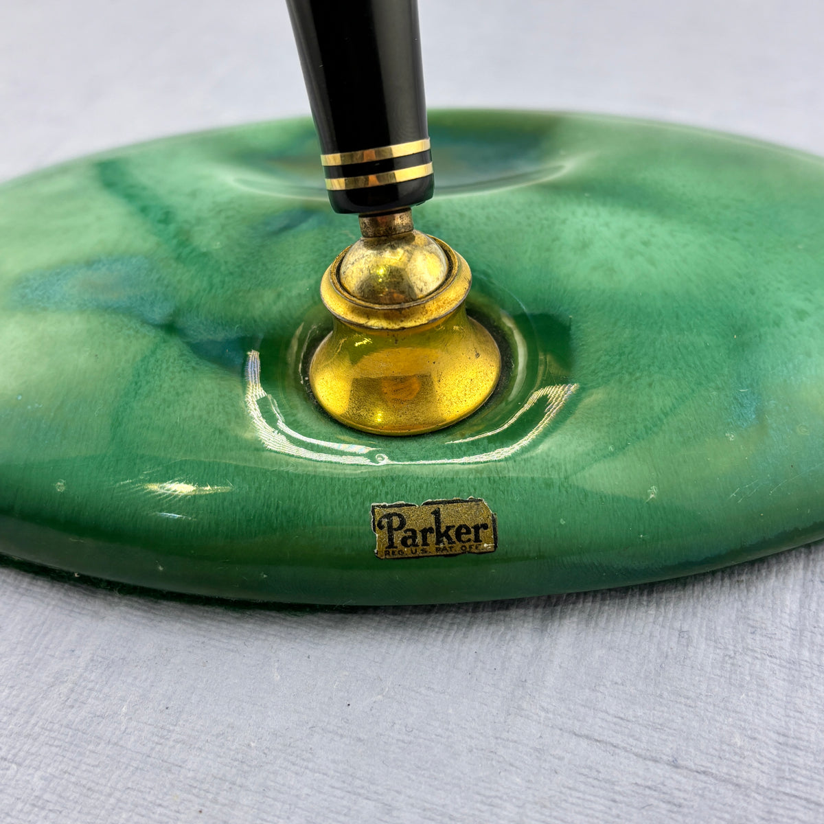 Parker Duofold Green Jade Desk Set Green Base - Fountain Pen