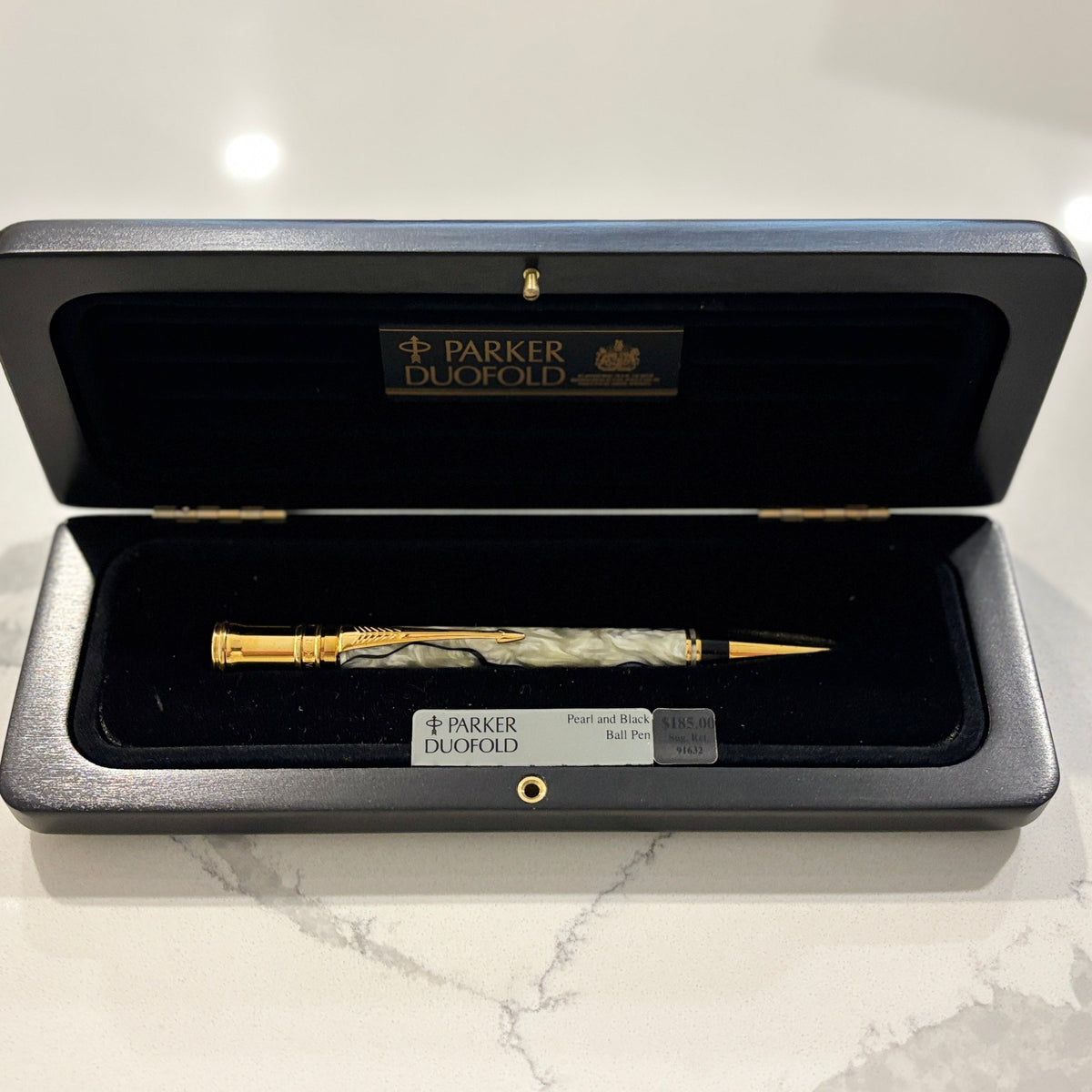 Parker Duofold Black and Pearl Ballpoint Pen