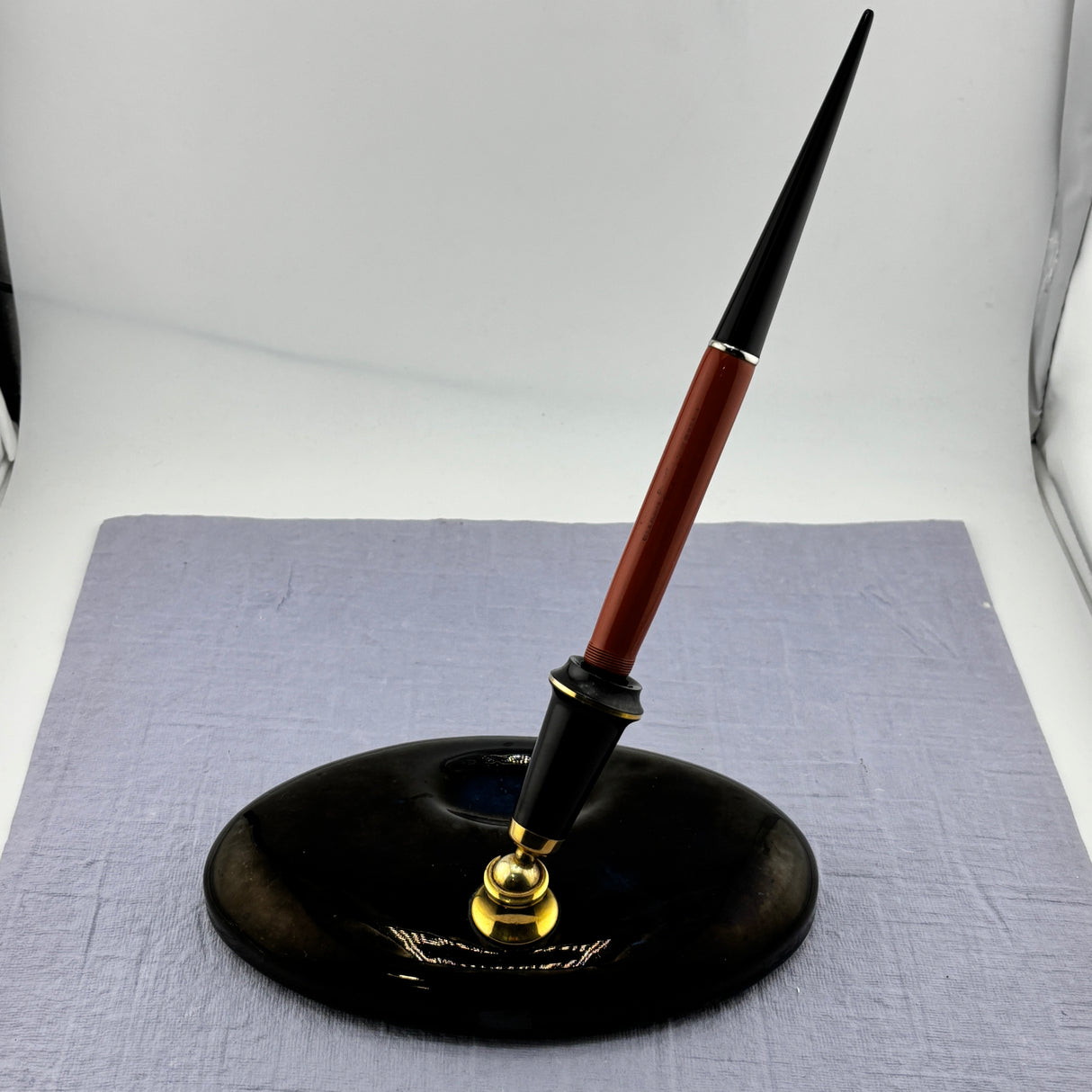 Parker Duofold Big Red Orange Permanite Desk Set - Fountain Pen