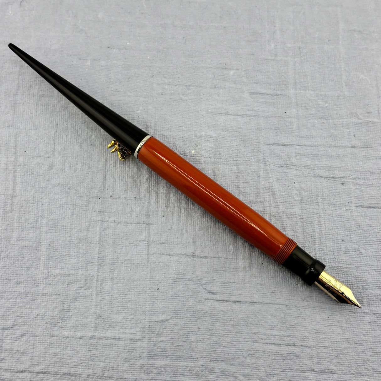 Parker Duofold Big Red Orange Permanite Desk Set - Fountain Pen