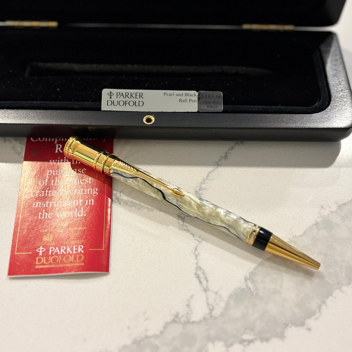 Parker Duofold Black and Pearl Ballpoint Pen