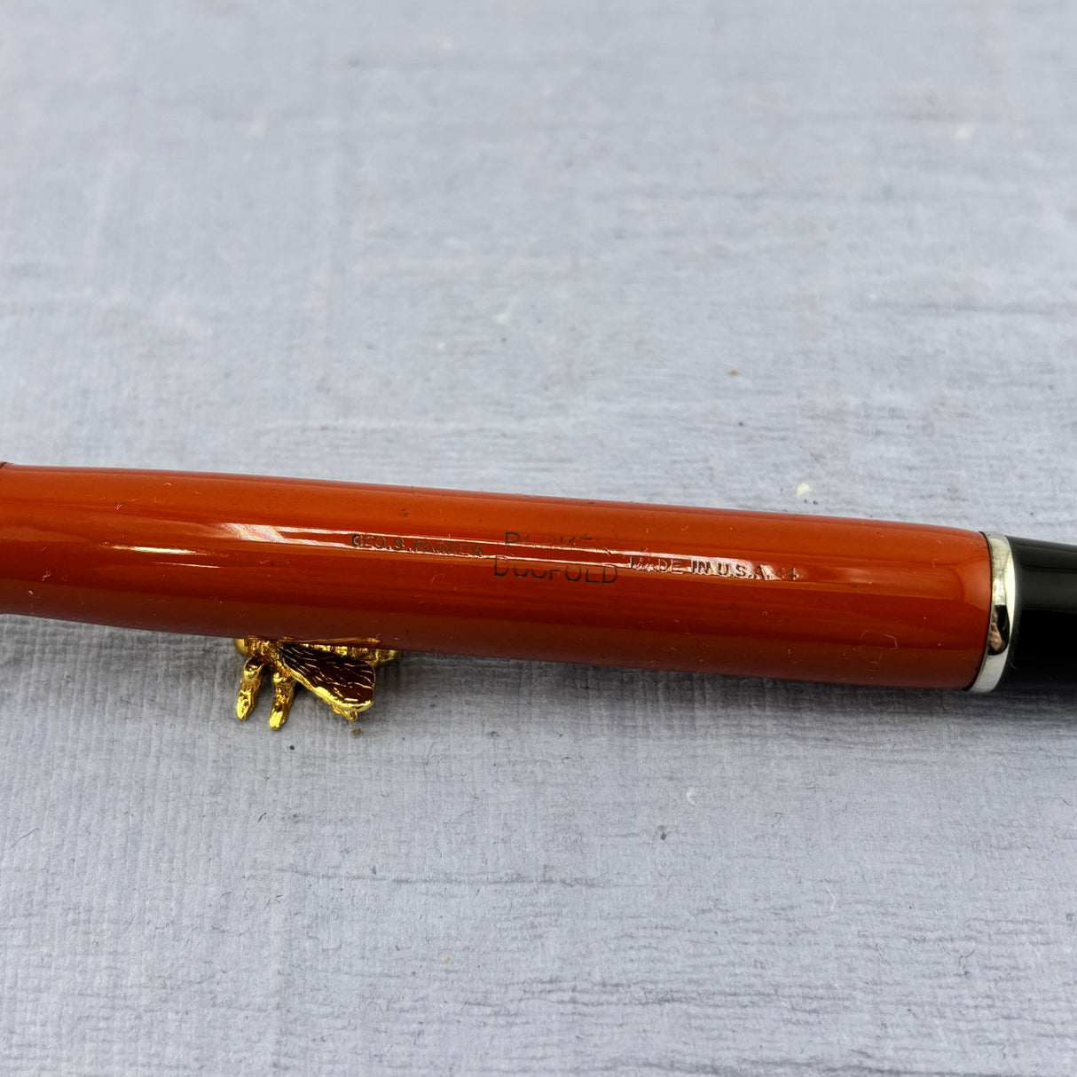 Parker Duofold Big Red Orange Permanite Desk Set - Fountain Pen