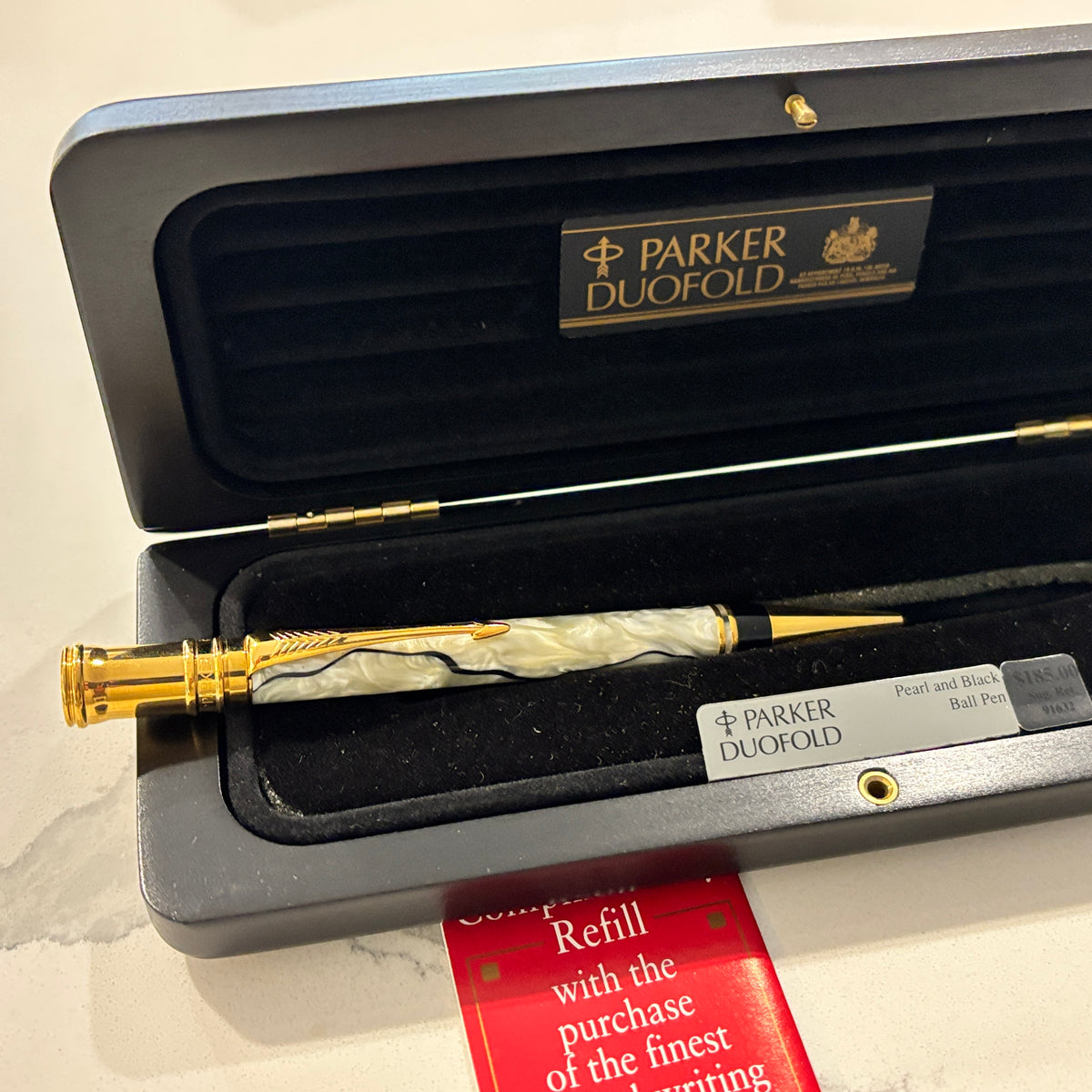 Parker Duofold Black and Pearl Ballpoint Pen