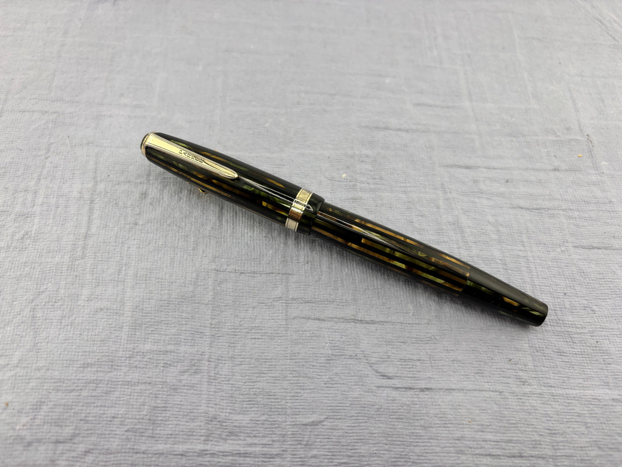 Parker (1944) Striped Green/Amber Duofold - Fountain Pen