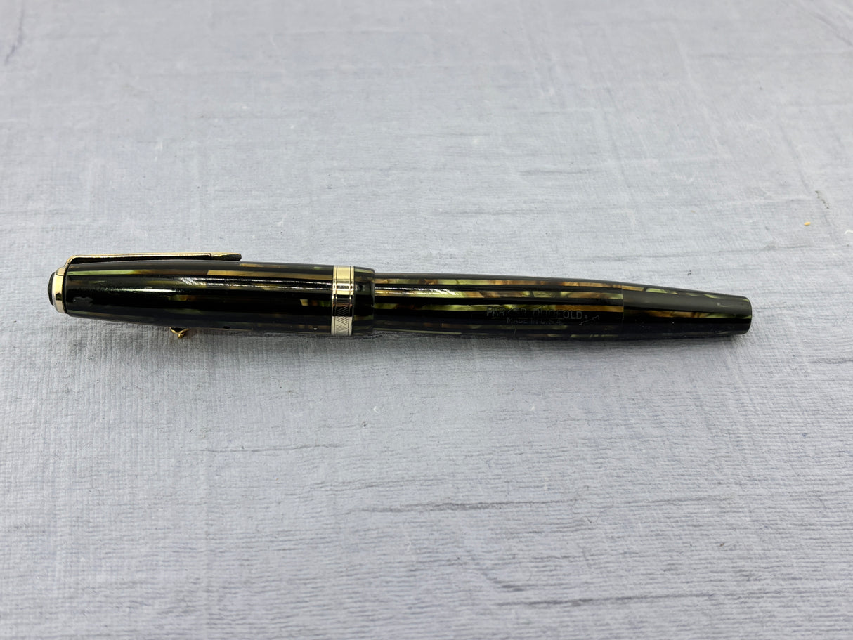 Parker (1944) Striped Green/Amber Duofold - Fountain Pen