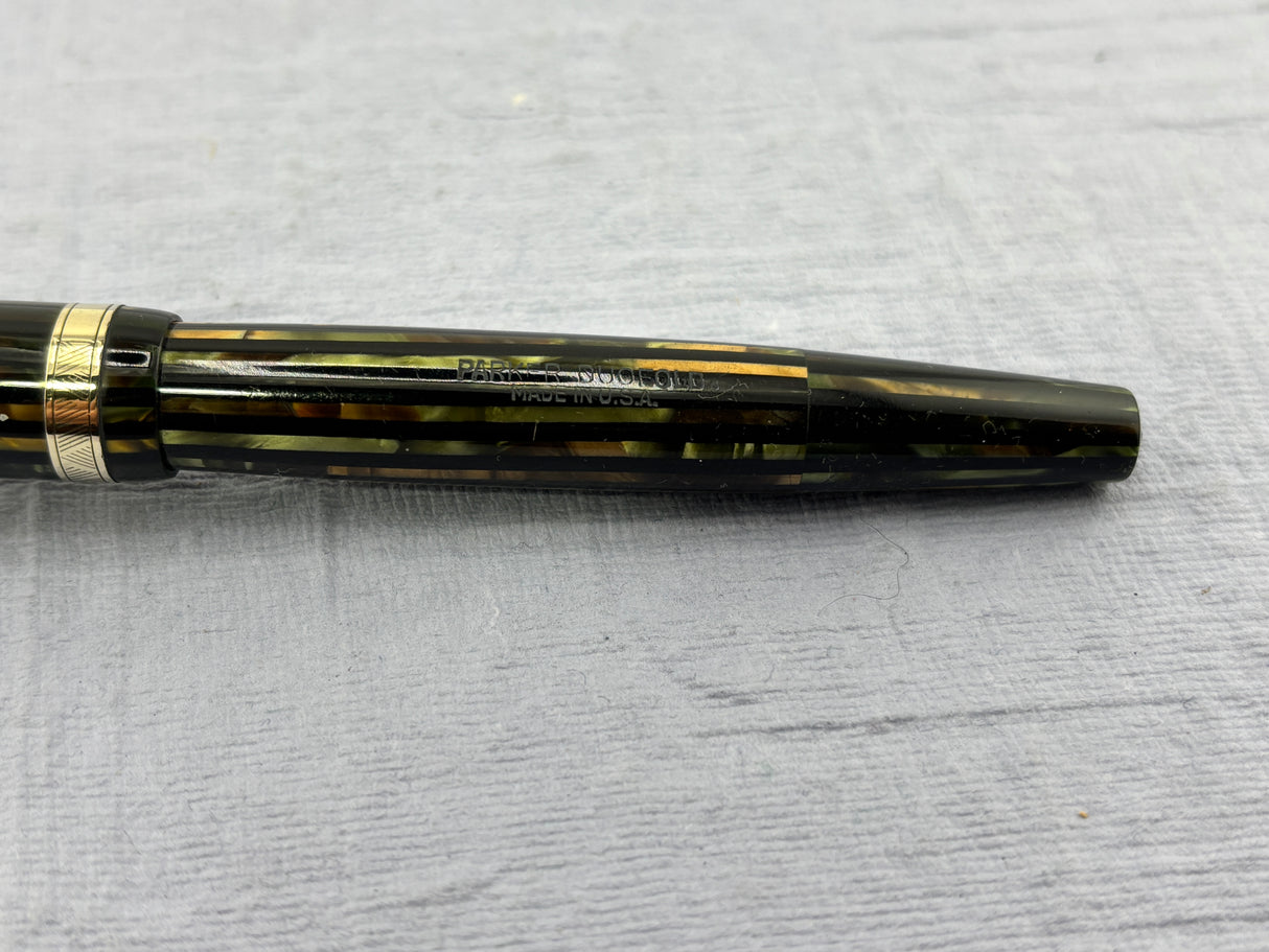 Parker (1944) Striped Green/Amber Duofold - Fountain Pen