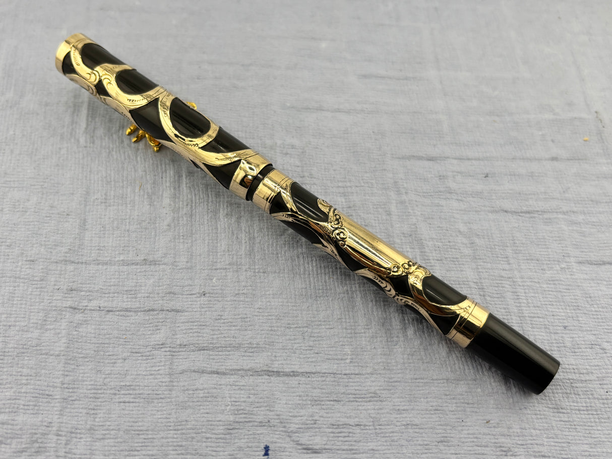 Parker Lucky Curve #16 Gold Filled Filigree Overlay Eyedropper - Fountain Pen