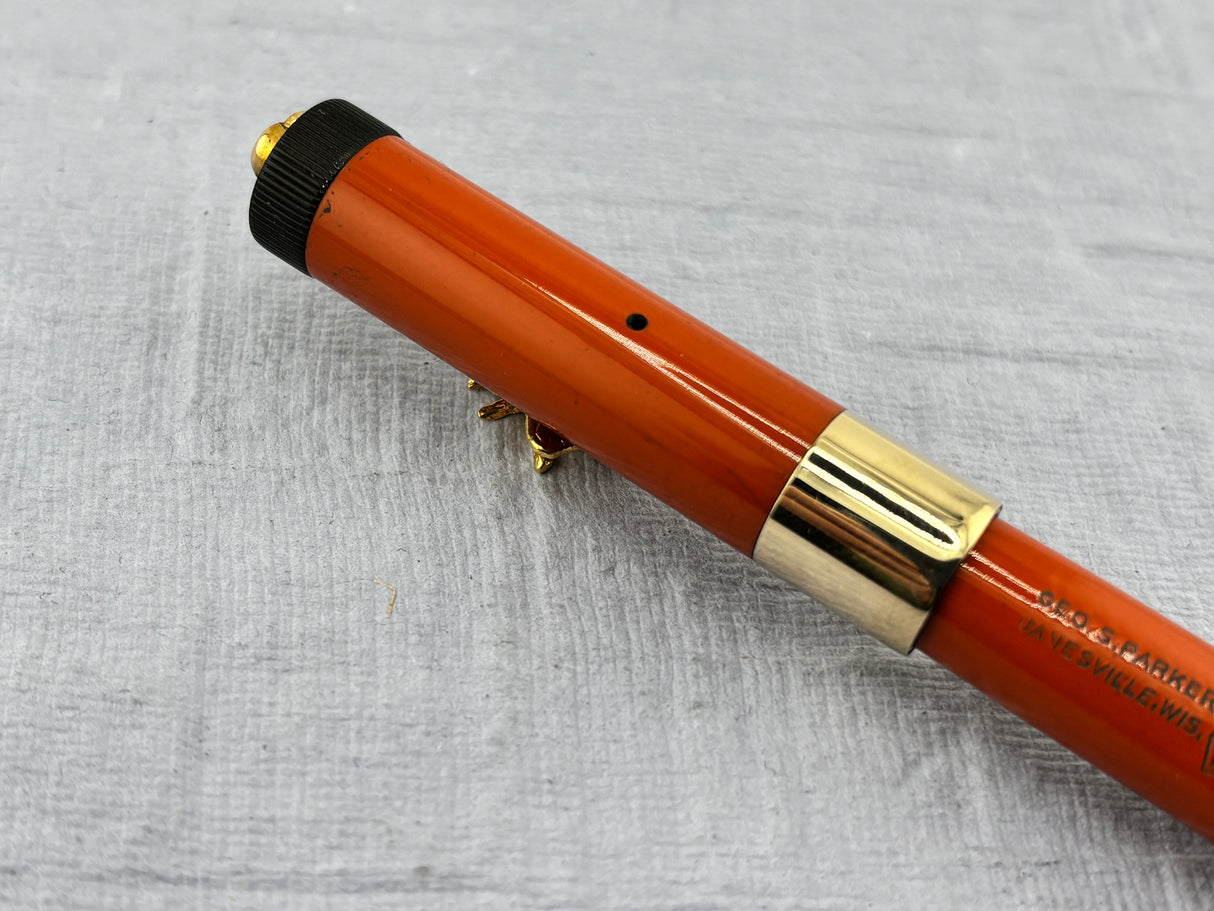 Parker Lady Duofold Deluxe Red Hard Rubber Ring Top - Fountain Pen