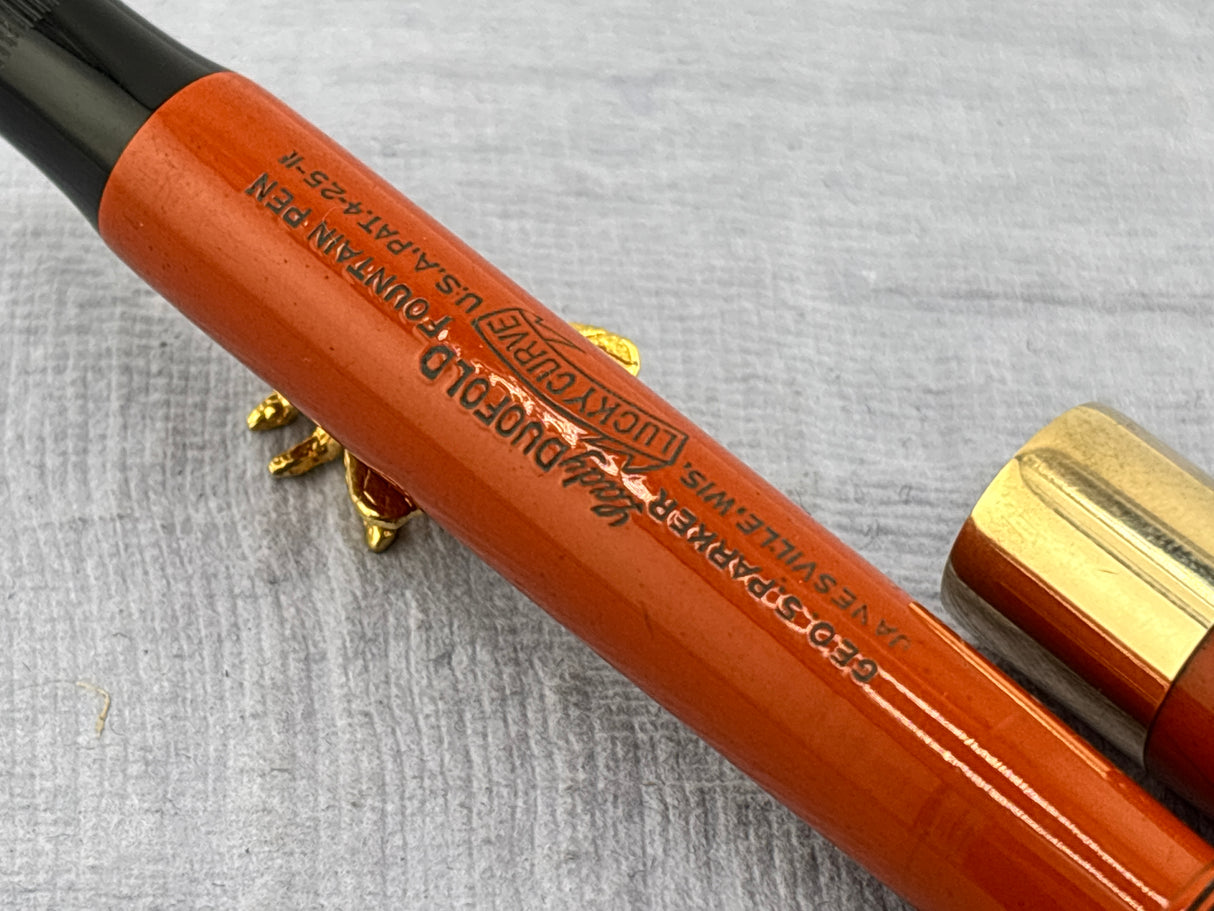 Parker Lady Duofold Deluxe Red Hard Rubber Ring Top - Fountain Pen