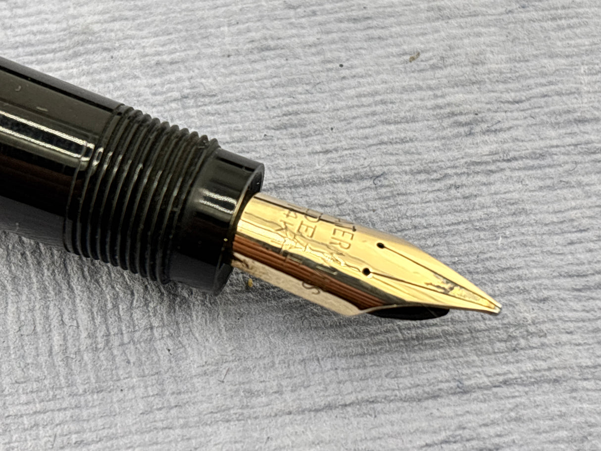 Waterman's USA LATE MODEL Safety Black with clip still have sticker on it "Music Nib" - Fountain Pen