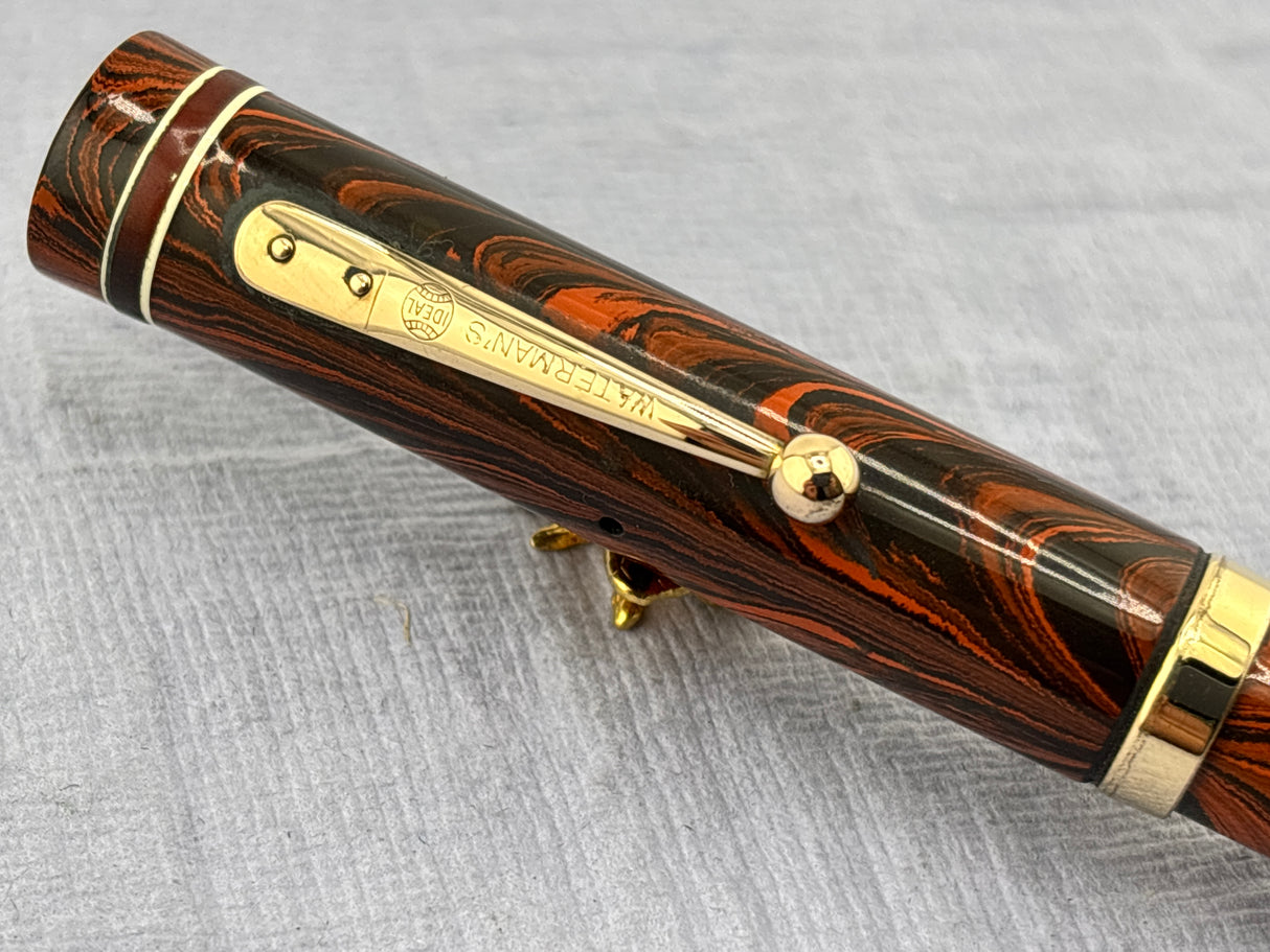 Waterman #5 Red/Black Ripple with Red Band + Correct "red" Nib - Fountain Pen