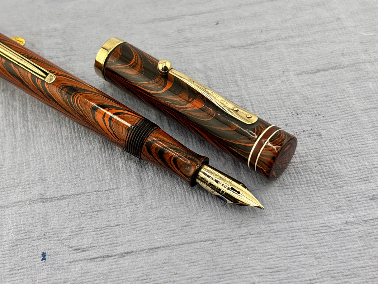 Waterman #5 Red/Black Ripple with Red Band + Correct "red" Nib - Fountain Pen