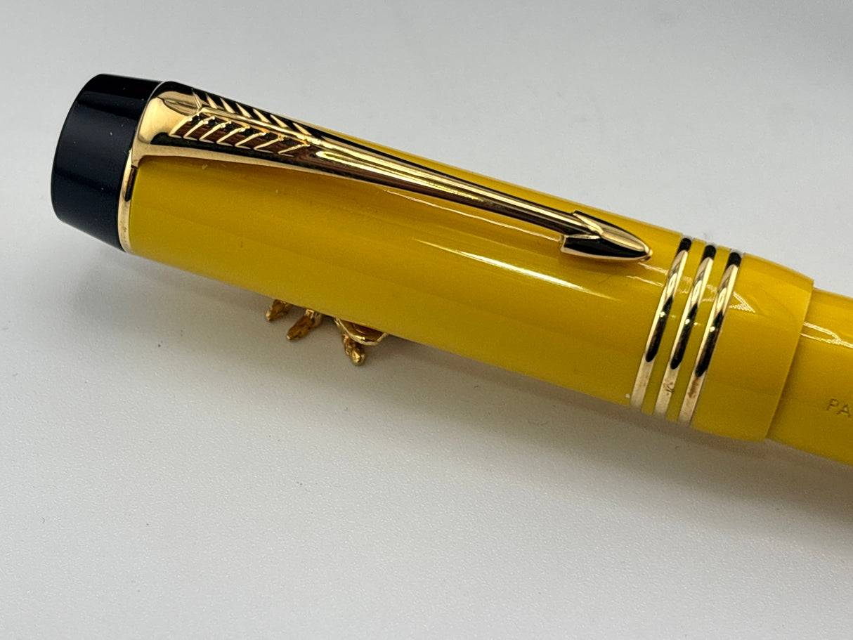 Parker Duofold Centennial Mandarin Yellow Limited Edition Fountain Pen - Medium 18kt Gold Nib