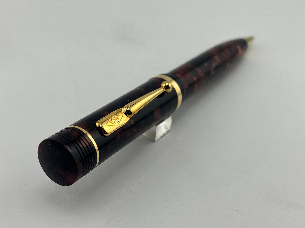 Conway Stewart Churchill Oversized Burgundy Marble Mechanical Pencil 0.7mm - 18kt Gold Trim