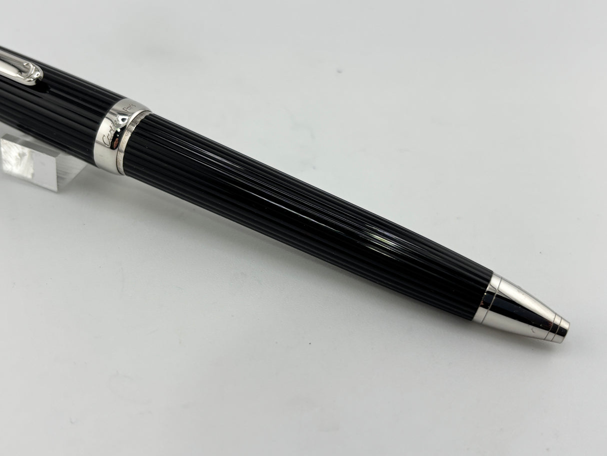 Cartier - Louis Cartier Black Fluted Ballpoint Pen - Platinum-Plated Trim