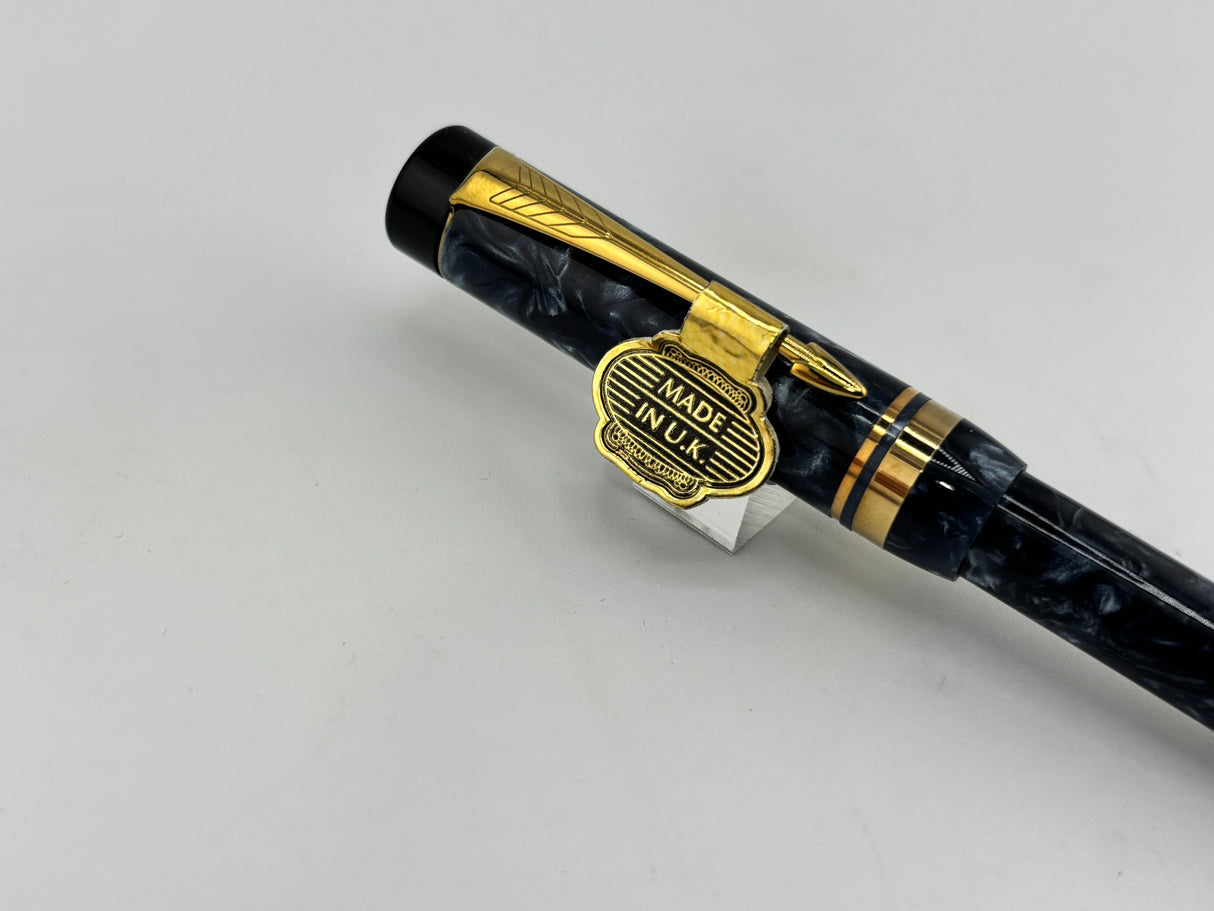 Parker Duofold Marbled Blue Cap Actuated Ballpoint Pen - The Original Style of the Duofold Ballpoint - Circa 1989 - Scarce!