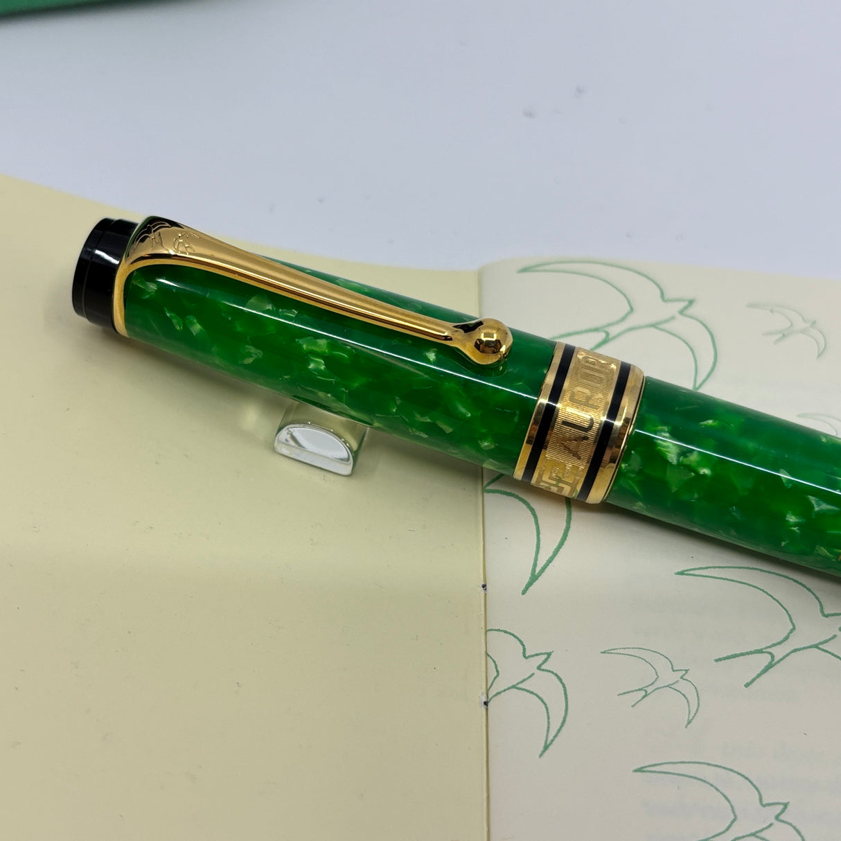 Aurora Verde e Oro Primavera Fountain Pen Limited Edition - Broad 18kt Gold Nib