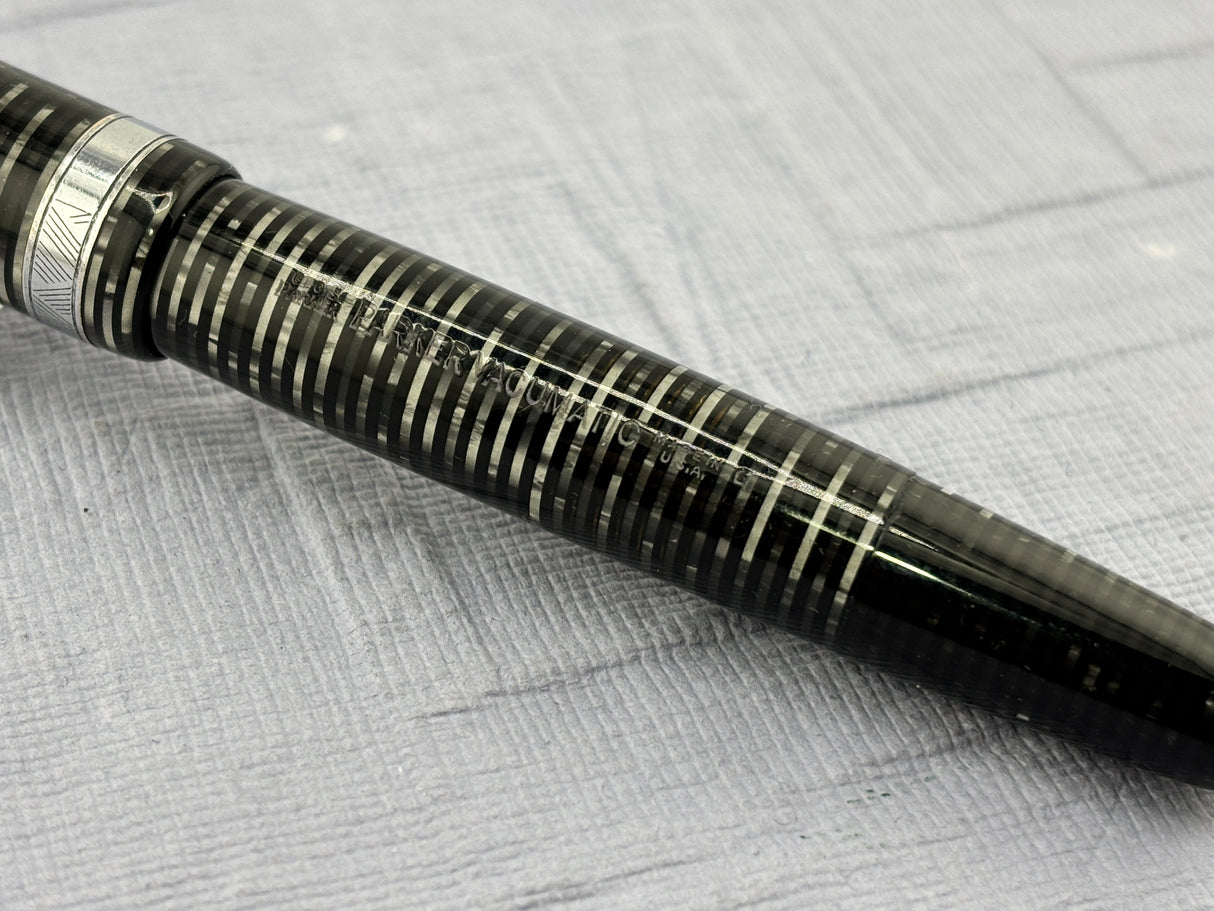Parker Vacumatic Standard Grey Silver trim Blue Arrow Diamond clip - Fountain Pen