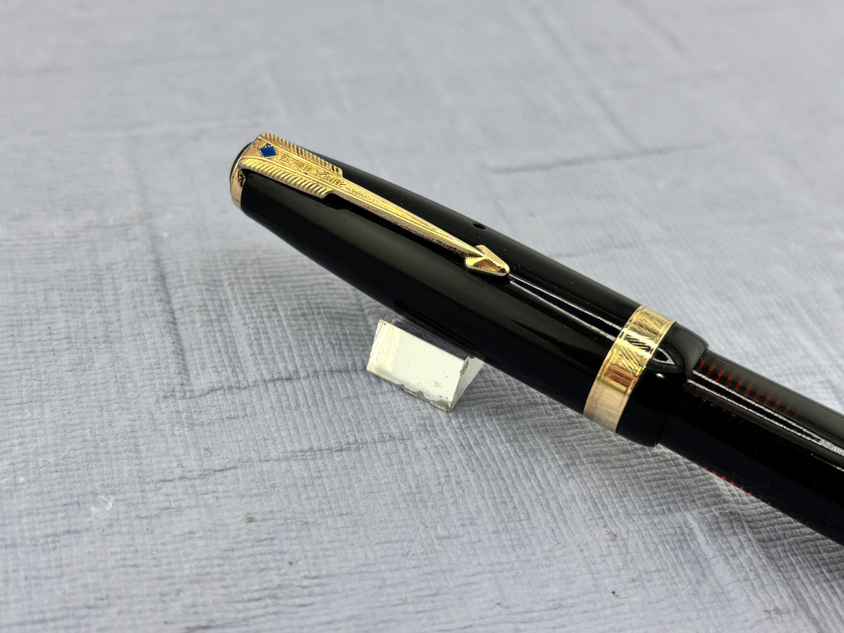 Parker Vacumatic Standard Black Diamond clip FLEX nib - Fountain Pen