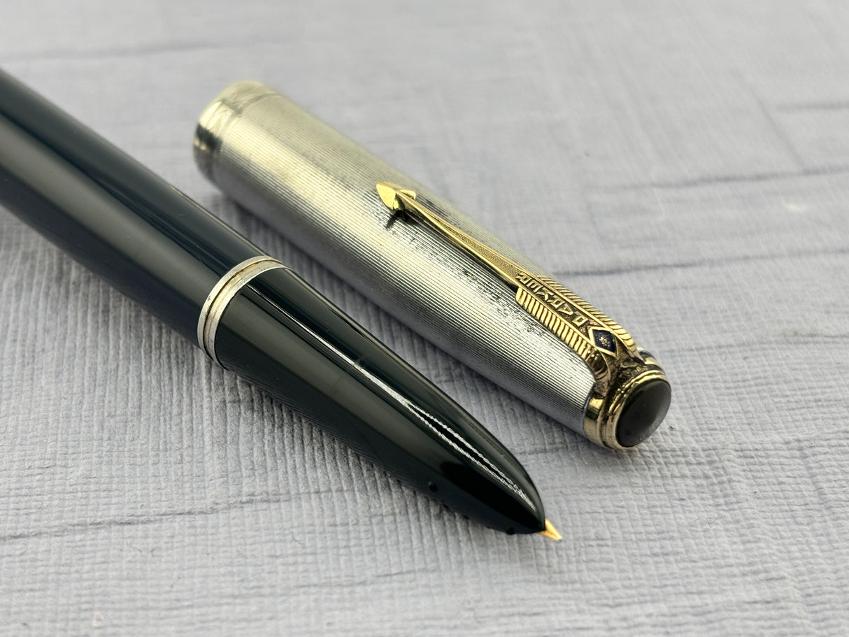 Parker 51 Navy Blue Sterling silver cap Vacumatic - Fountain Pen