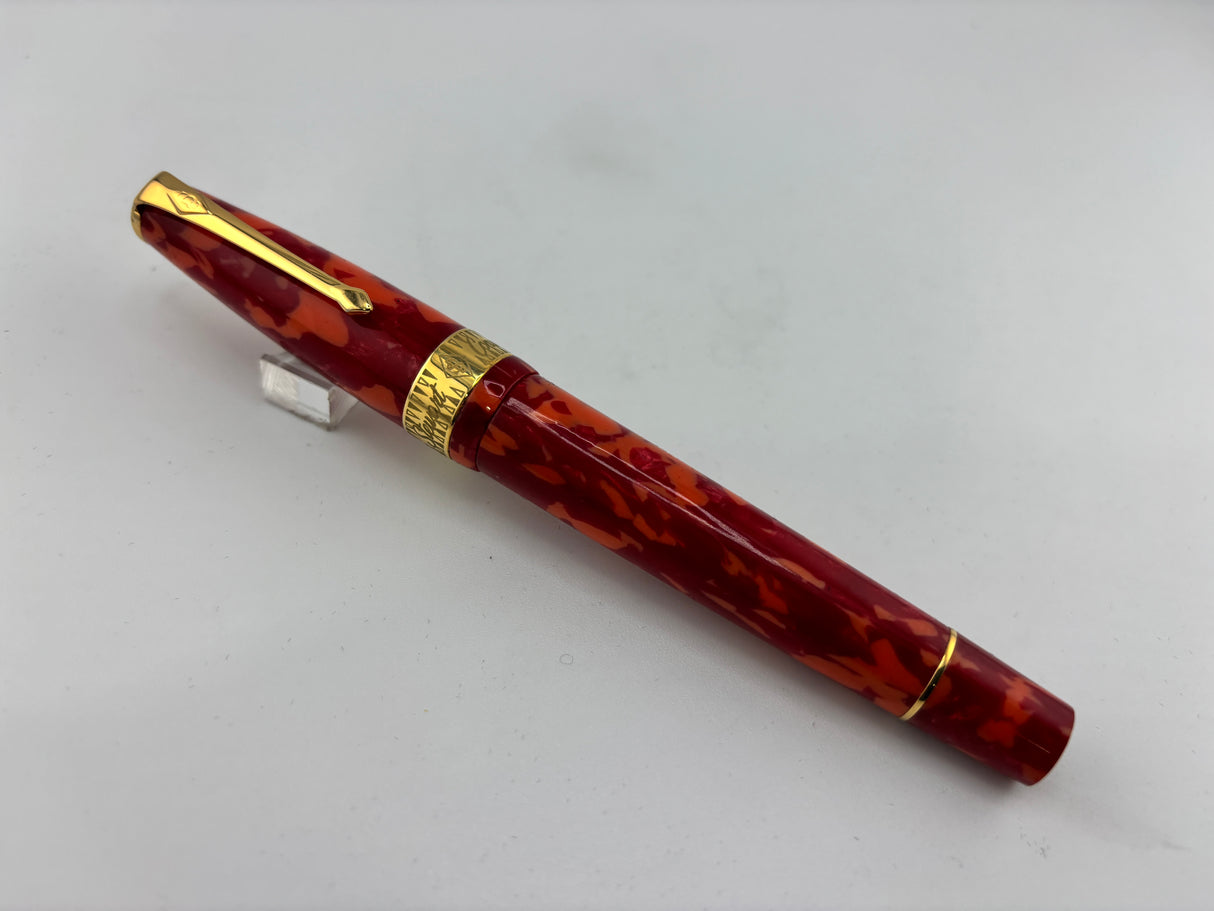 Conway Stewart "100" Red Mosaic Fountain Pen - Medium Gold-Plated Nib