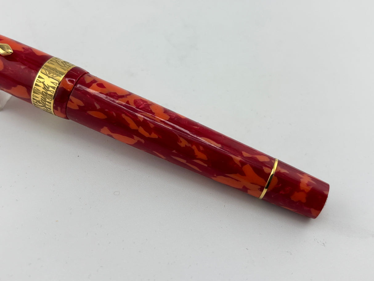 Conway Stewart "100" Red Mosaic Fountain Pen - Medium Gold-Plated Nib