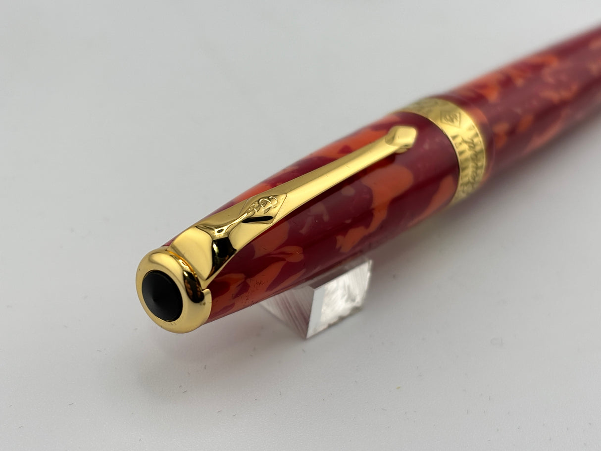 Conway Stewart "100" Red Mosaic Fountain Pen - Medium Gold-Plated Nib