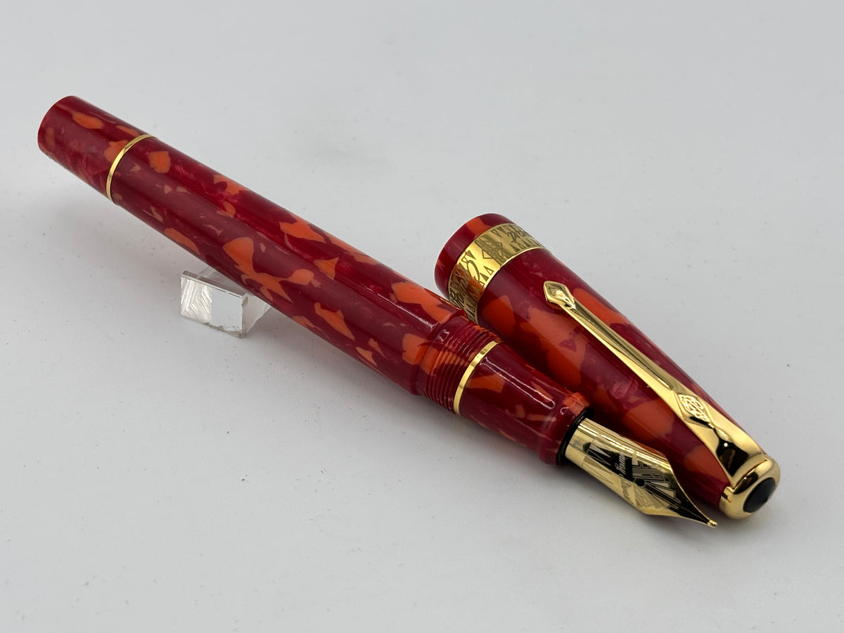 Conway Stewart "100" Red Mosaic Fountain Pen - Medium Gold-Plated Nib