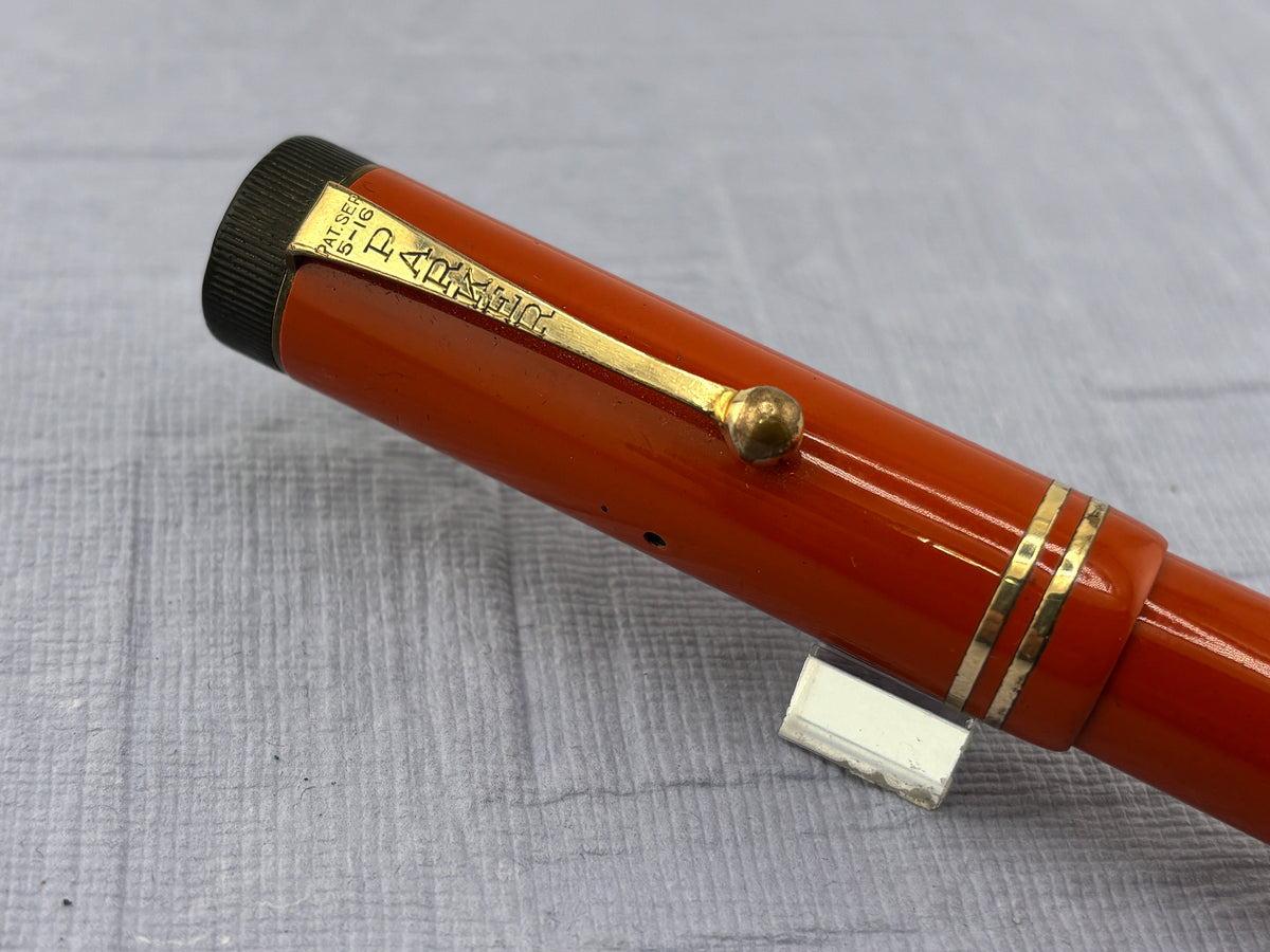 Parker Duofold Senior Orange " big brother " Good flexible nib ! - Fountain Pen