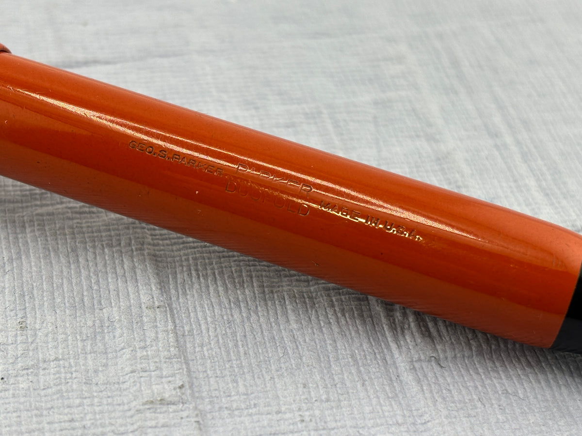 Parker Duofold Senior Orange " big brother " Good flexible nib ! - Fountain Pen