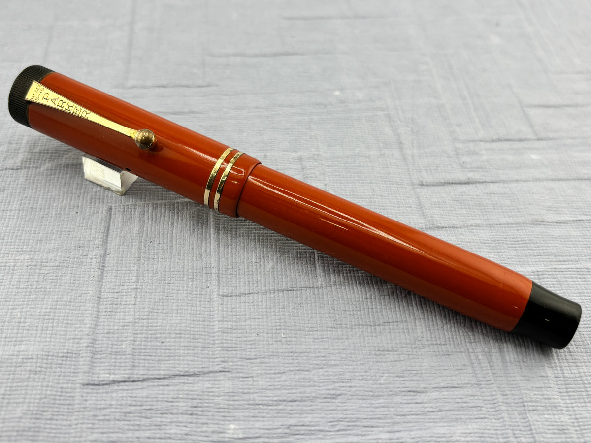 Parker Duofold Senior Orange " big brother " Good flexible nib ! - Fountain Pen