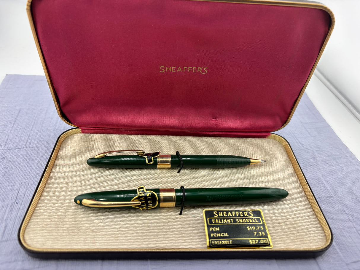 Sheaffer Touchdown Vaillant Green SET - New old stock and boxed
