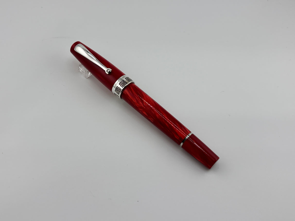 Montegrappa Historia Lustrous Red Marbled Celluloid Limited Edition Fountain Pen - Medium 18kt Gold Nib