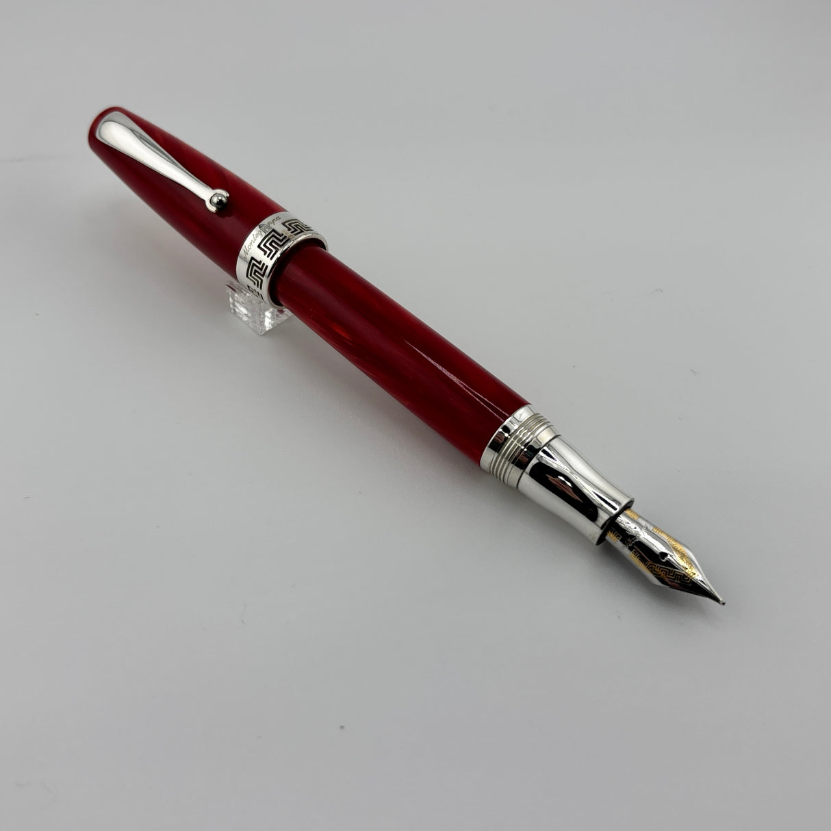 Montegrappa Historia Lustrous Red Marbled Celluloid Limited Edition Fountain Pen - Medium 18kt Gold Nib