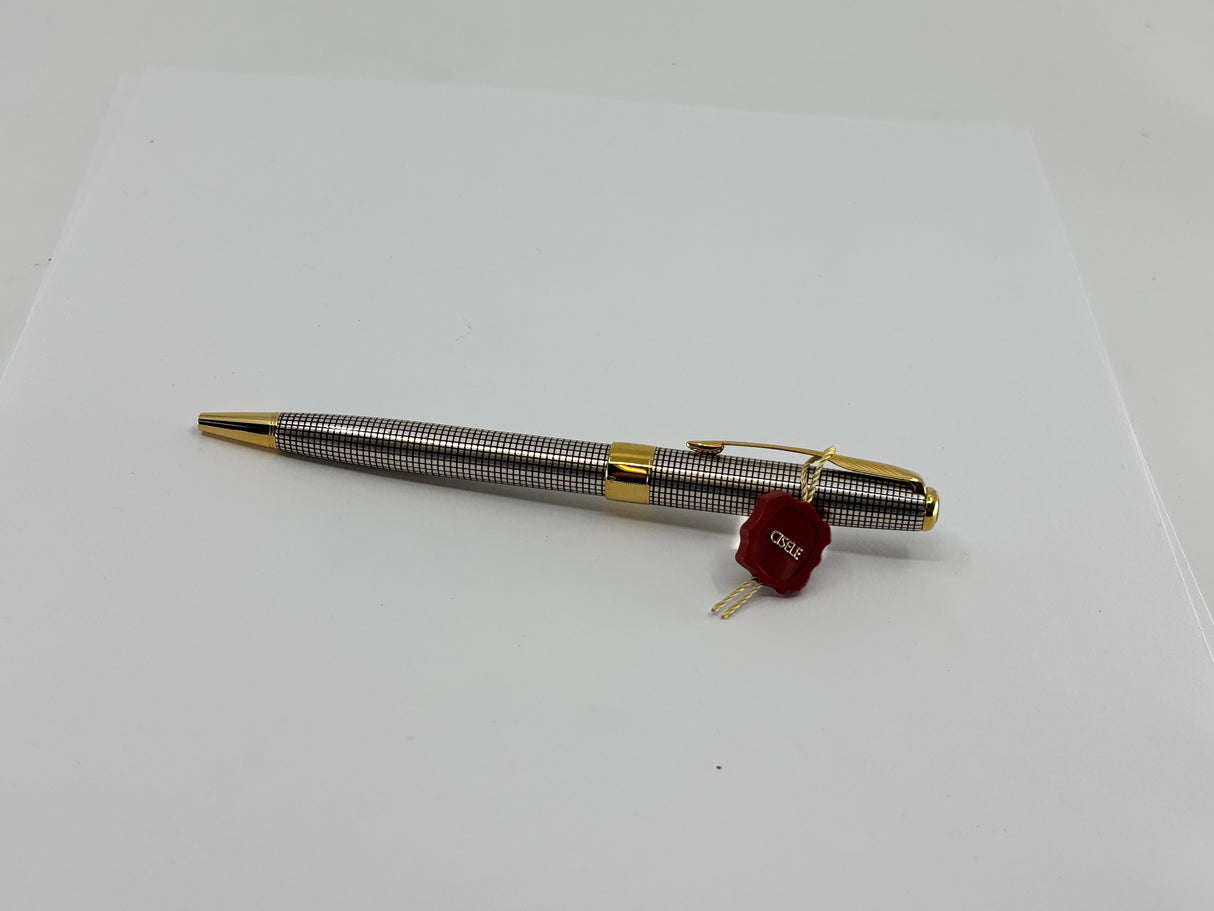 Parker Sonnet Sterling Silver Cisele Cross Hatch Design Ballpoint Pen - Circa 1995