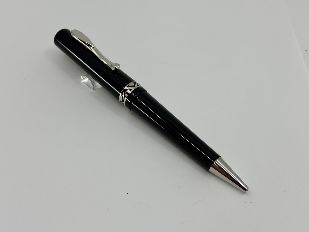 Visconti Glossy Black Resin Midnight Voyager Ballpoint Pen - Sterling Silver Trim - Circa 2004