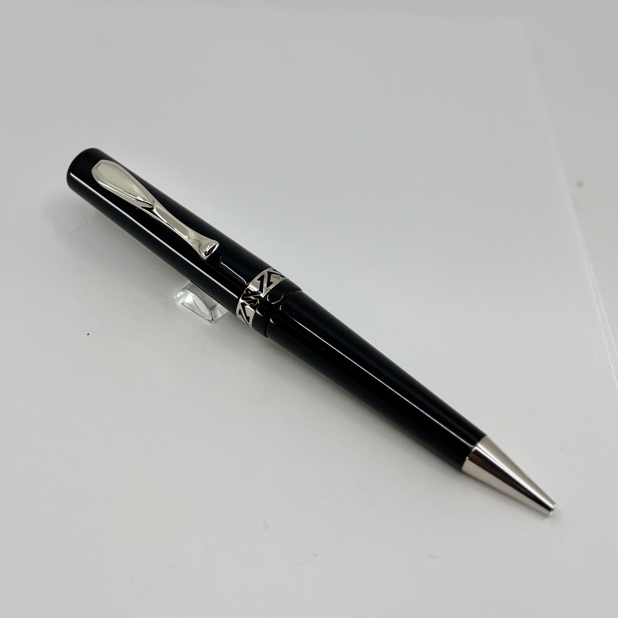Visconti Glossy Black Resin Midnight Voyager Ballpoint Pen - Sterling Silver Trim - Circa 2004