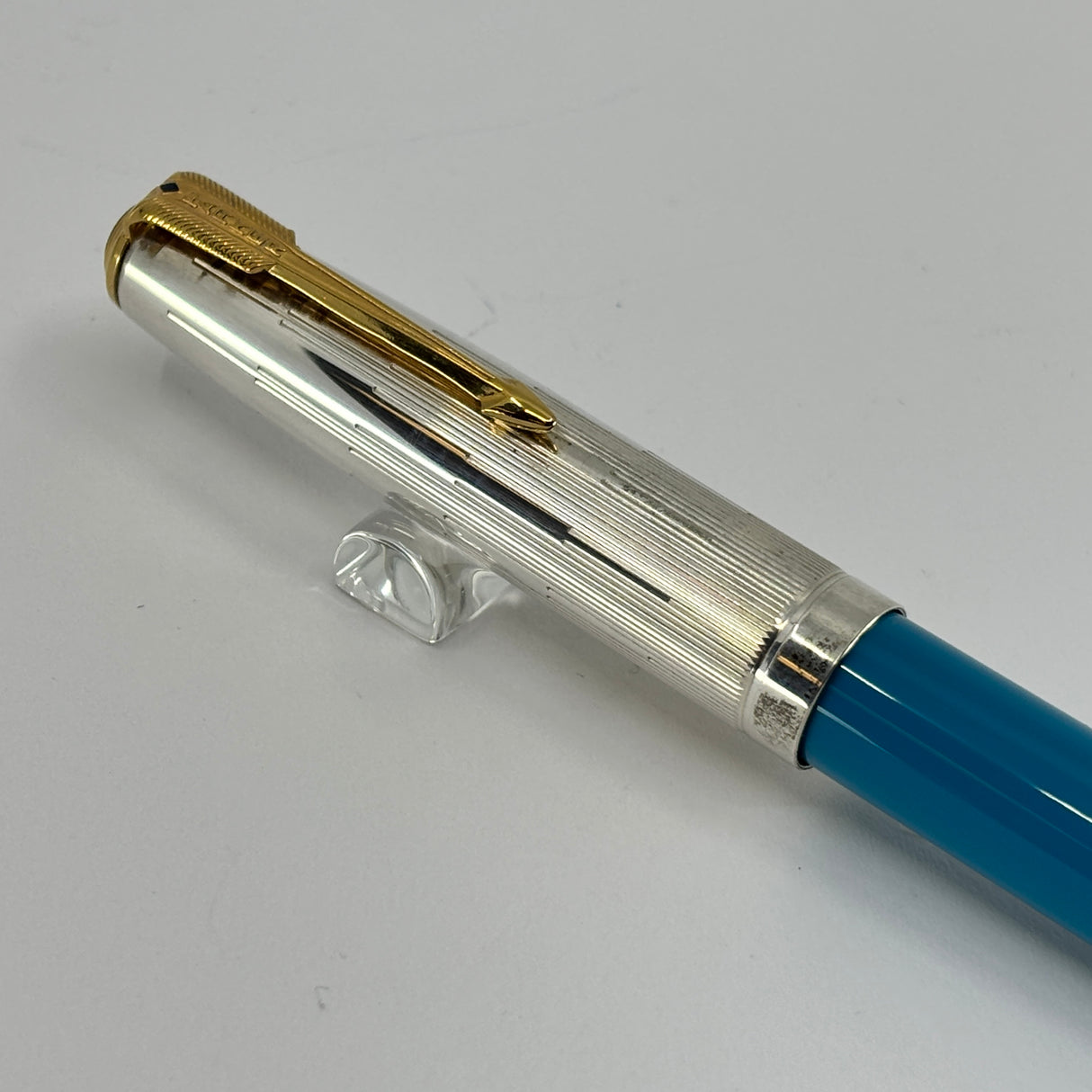 Parker 51 Special Edition Sterling Silver & Vista Blue Fountain Pen - Fine 18kt Gold Nib