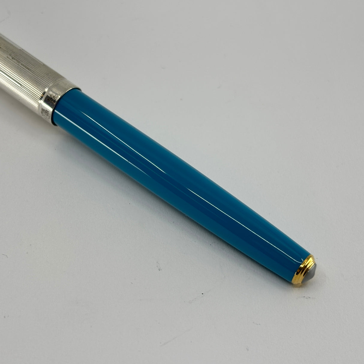Parker 51 Special Edition Sterling Silver & Vista Blue Fountain Pen - Fine 18kt Gold Nib