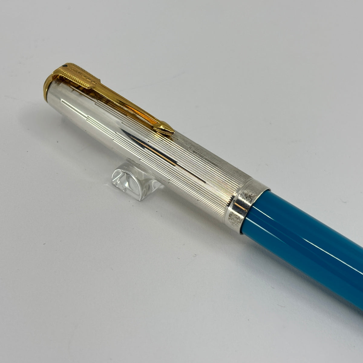 Parker 51 Special Edition Sterling Silver & Vista Blue Fountain Pen - Fine 18kt Gold Nib