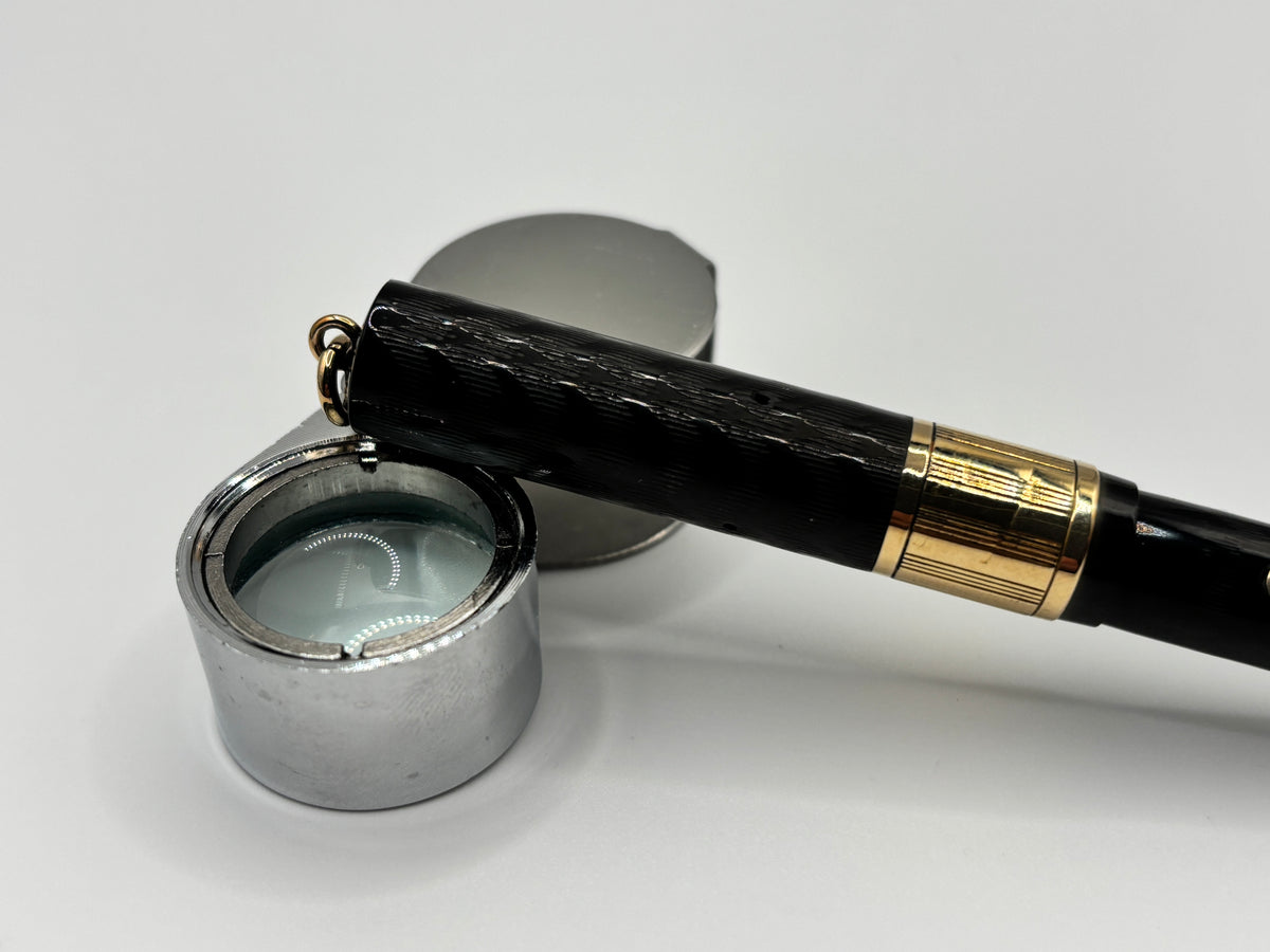 Waterman 52 1/2V Black chased Ring top Gold cap band - Fountain Pen