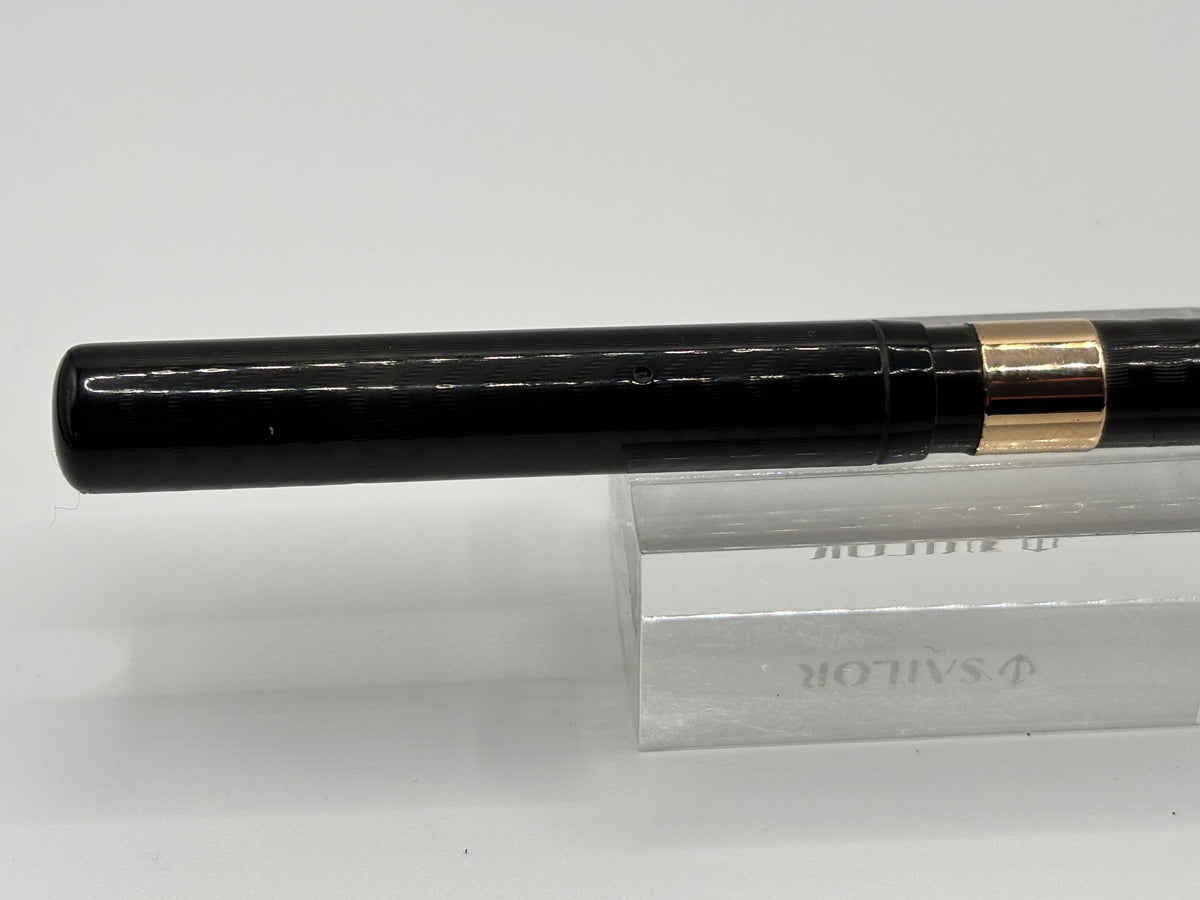 Waterman 14 Black chased Slip Cap 2 bands on barrel - Eye dropper filling system