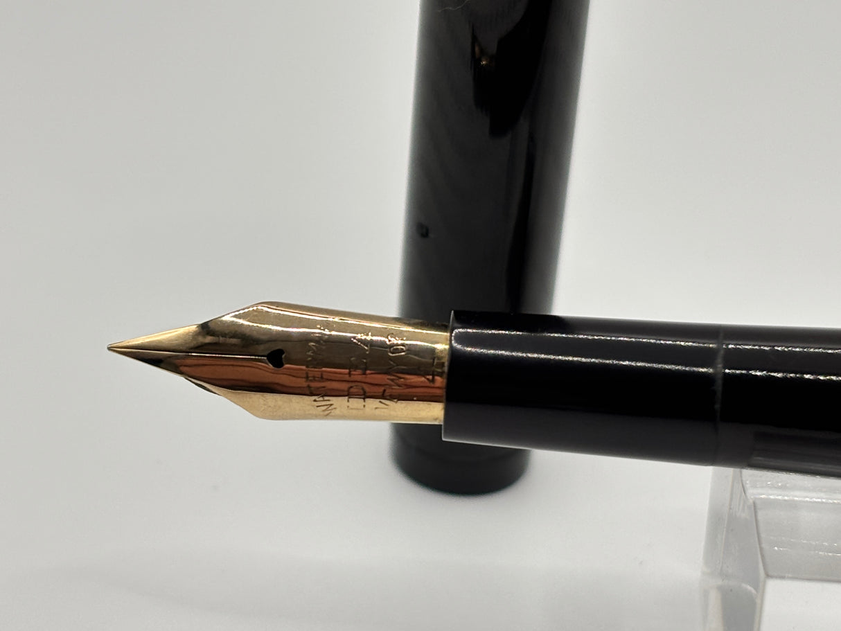 Waterman 14 Black chased Slip Cap 2 bands on barrel - Eye dropper filling system