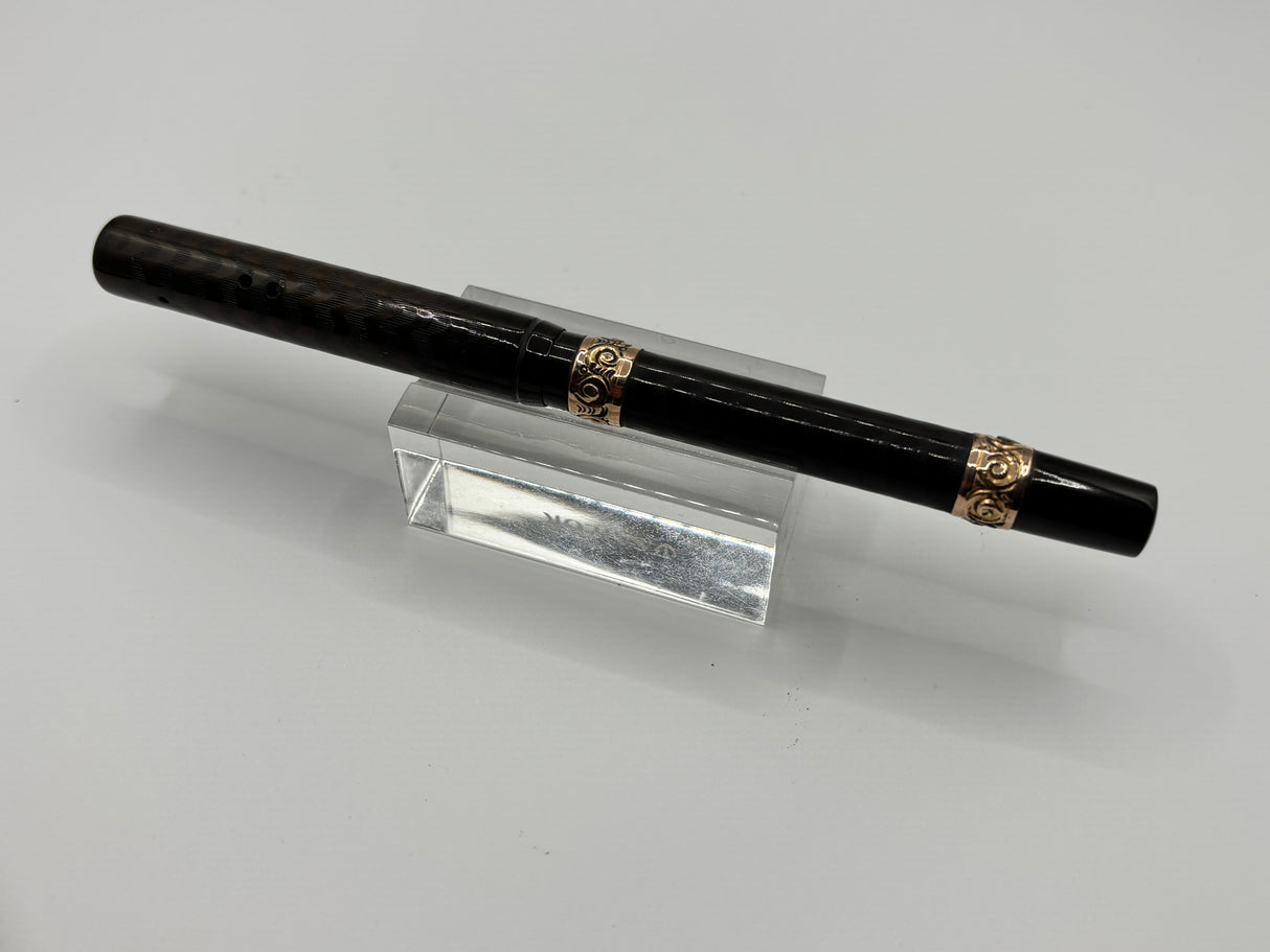 Waterman 13 Black chased Slip Cap 2 bands on barrel - Eye dropper filling system
