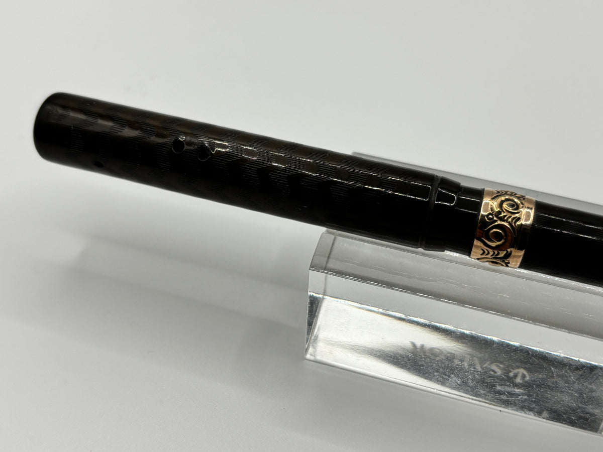 Waterman 13 Black chased Slip Cap 2 bands on barrel - Eye dropper filling system