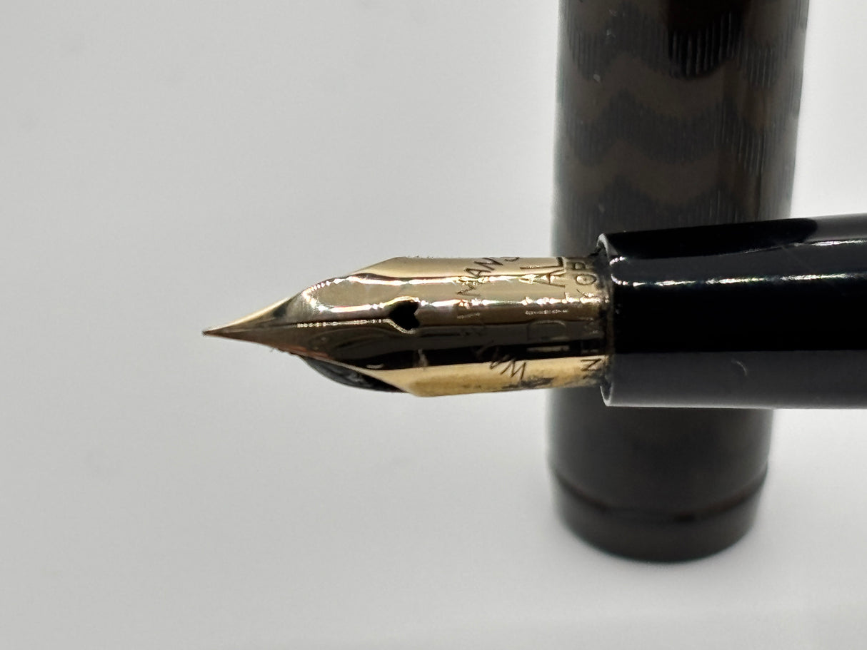 Waterman 13 Black chased Slip Cap 2 bands on barrel - Eye dropper filling system