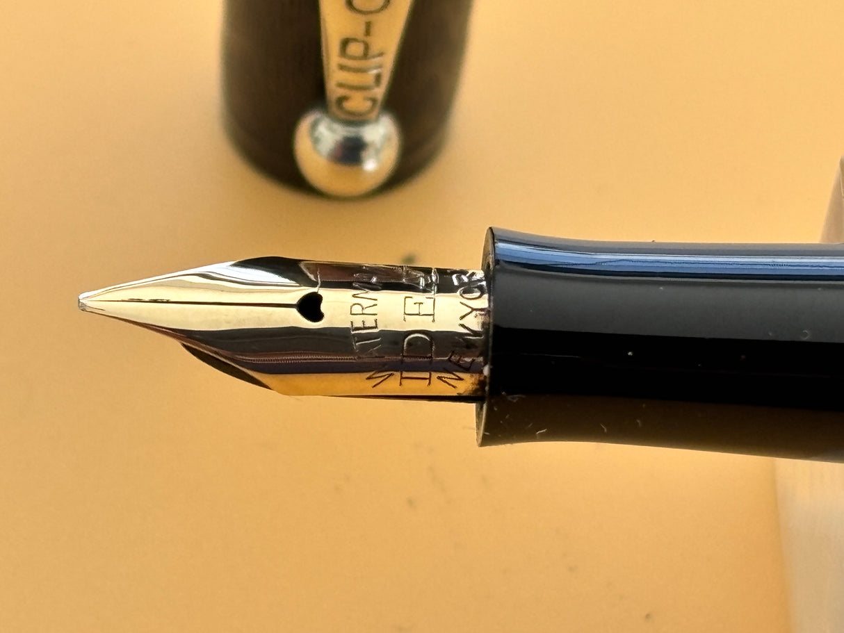 Waterman 42 1/2 Vest Pocket Black chased - Eye dropper filling system